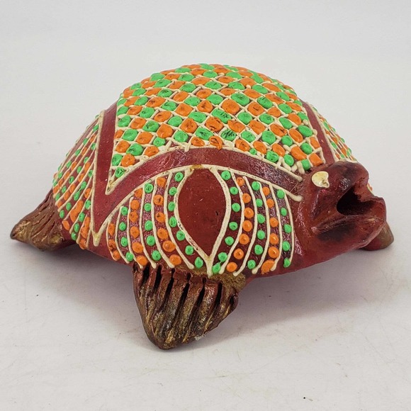 Hand Made Colorful Fold Art Clay Pottery Turtle figurine - Picture 1 of 3